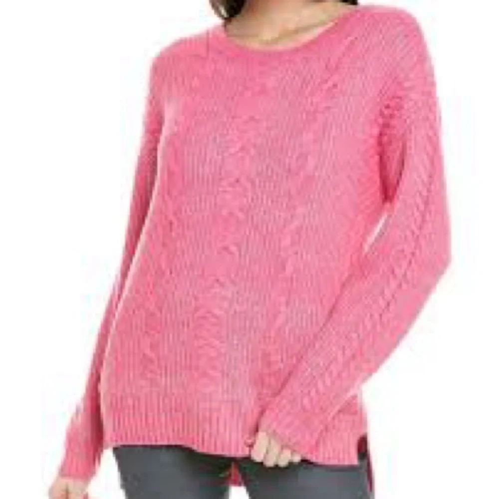 Cabi Elsa Cable Knit Crewneck Pullover Sweater in Pink - Size Medium - Picture 1 of 8
